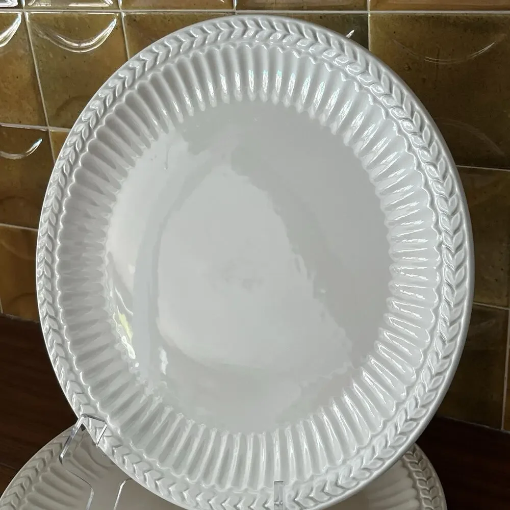 American Atelier Athena 5166 Ironstone Dinner Plates 11.5” Set of 2